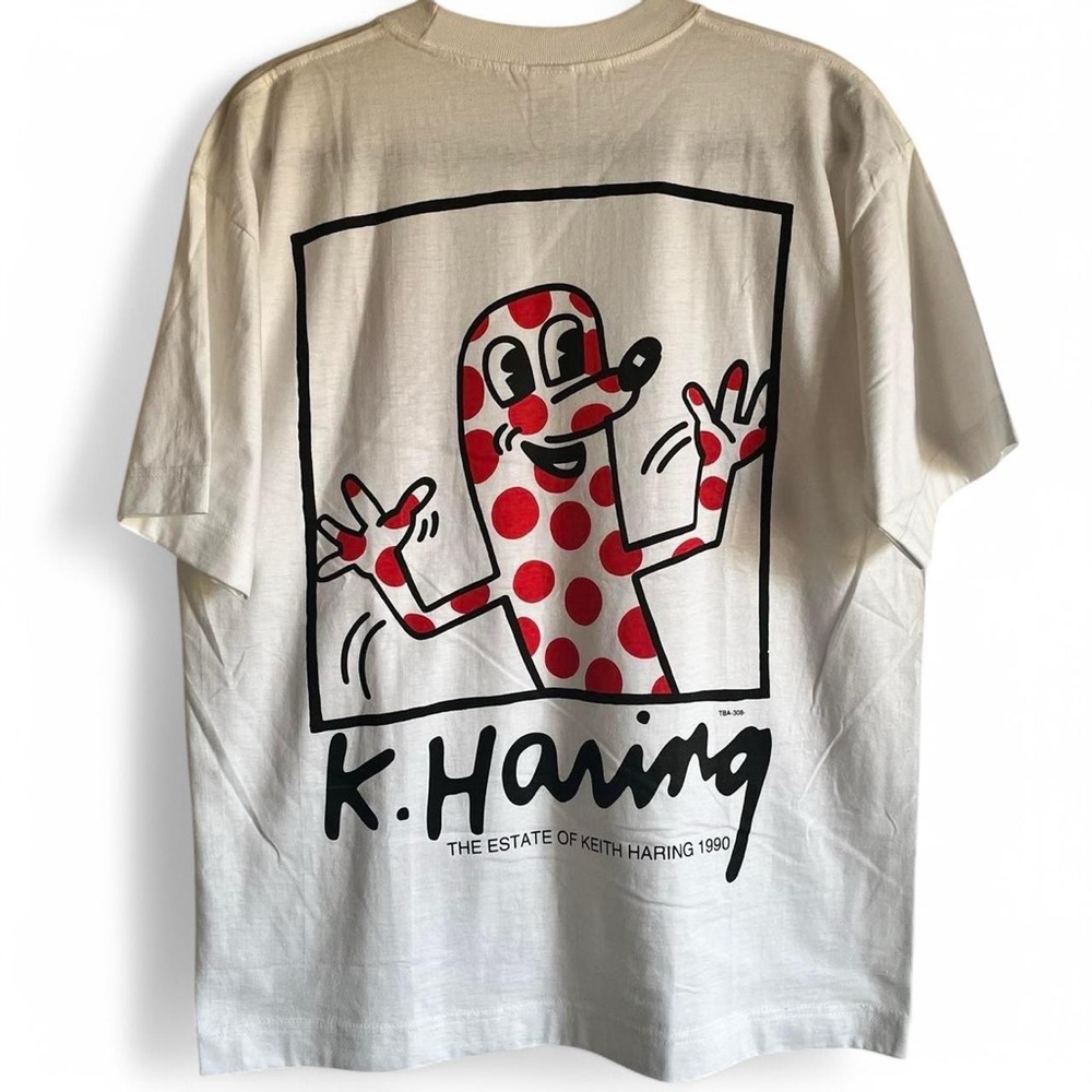 90s Keith Haring Estate Polka Dot Dog Tee 1990 Licensed Deadstock 22x26 Large